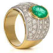 Anello - 18 carati Oro bianco, Oro giallo - 2.11ct. tw. Smeraldo - Diamante