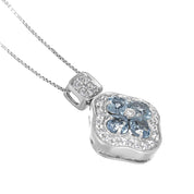 Collana con ciondolo - 18 carati Oro bianco - 1.48ct. tw. Acquamarina - Diamante