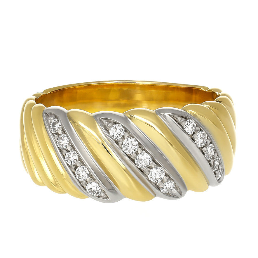 Anello - 18 carati Oro bianco, Oro giallo - 0.225ct. tw. Diamante (Naturale)