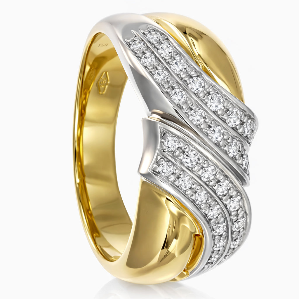 Anello - 18 carati Oro giallo, Oro bianco - 0.30ct. tw. Diamante (Naturale)