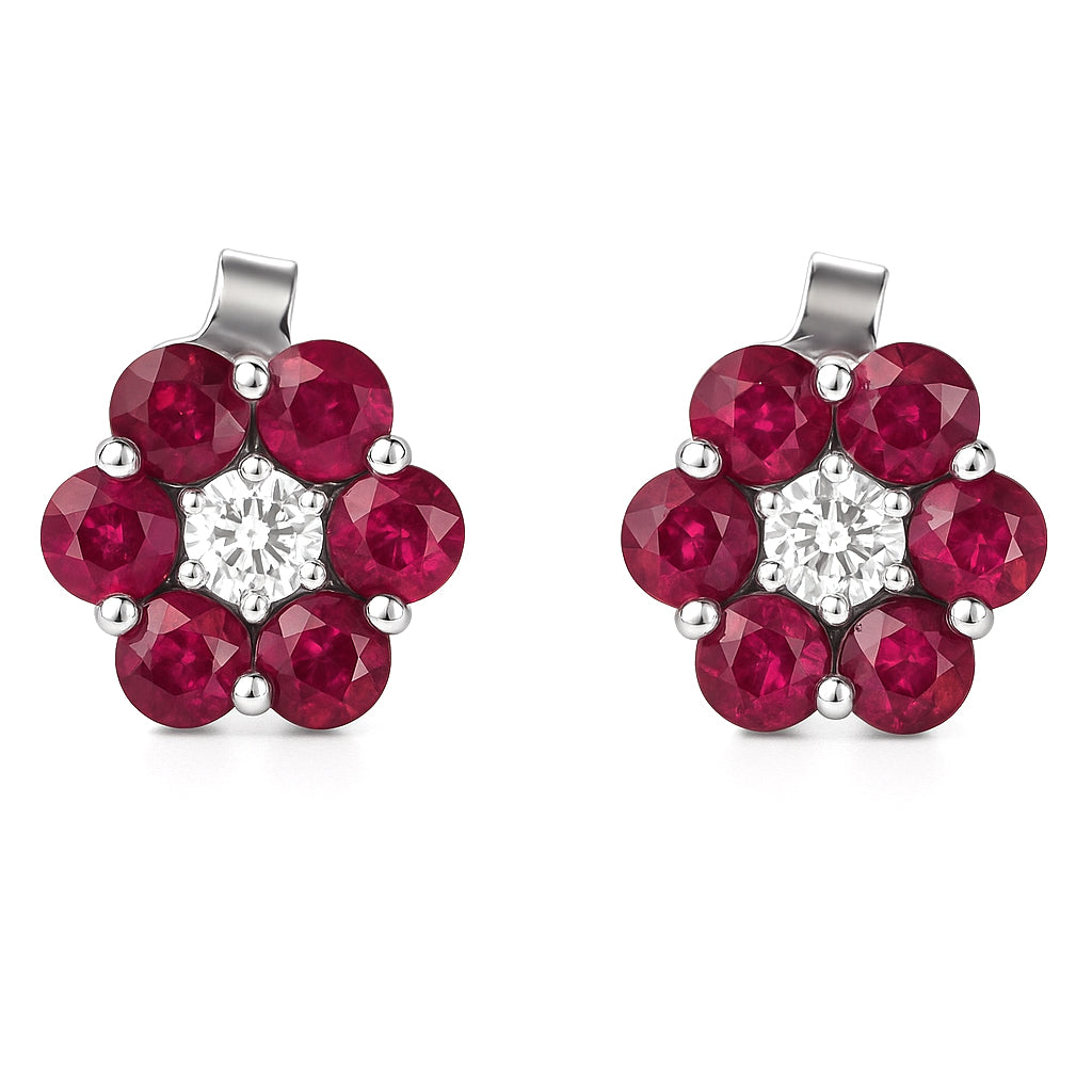 Orecchini - 18 carati Oro bianco - 2.26ct. tw. Rubino - Diamante