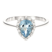 Anello - 18 carati Oro bianco - 0.80ct. tw. Acquamarina - Diamante