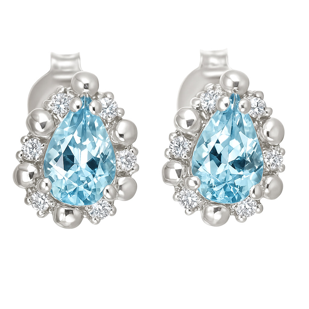 Orecchini - 18 carati Oro bianco - 0.74ct. tw. Acquamarina - Diamante