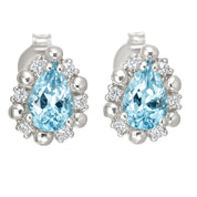 Orecchini - 18 carati Oro bianco - 0.74ct. tw. Acquamarina - Diamante