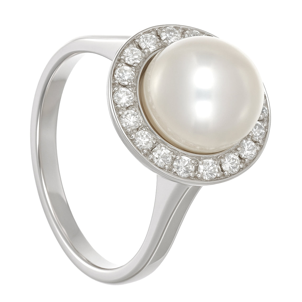 Anello - 18 carati Oro bianco - 0.48ct. tw. Diamante (Naturale) - Perla