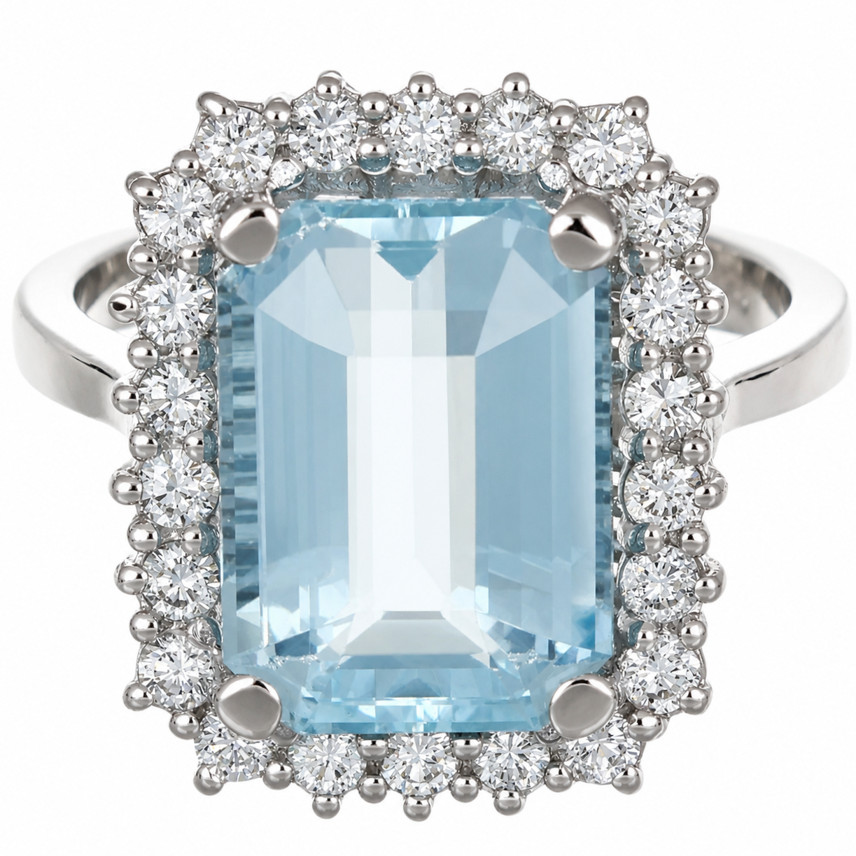 Anello - 18 carati Oro bianco - 6.01ct. tw. Acquamarina - Diamante - Made in Italy - Handmade