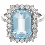 Anello - 18 carati Oro bianco - 6.01ct. tw. Acquamarina - Diamante - Made in Italy - Handmade