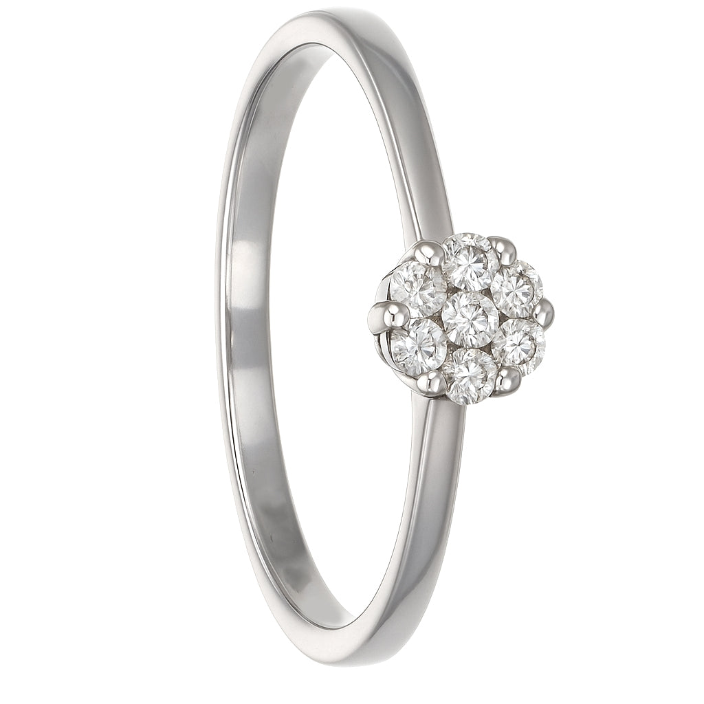 Anello - 18 carati Oro bianco - 0.12ct. tw. Diamante (Naturale)