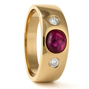 Anello - 18 carati Oro giallo - 0.67ct. tw. Rubino - Diamante