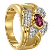 Anello - 18 carati Oro bianco, Oro giallo - 1.20ct. tw. Rubino - Diamante