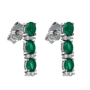 Orecchini - 18 carati Oro bianco - 1.08ct. tw. Smeraldo - Diamante