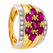 Anello - 18 carati Oro giallo, Oro bianco - 2.18ct. tw. Rubino - Diamante - Made in Italy - Handmade