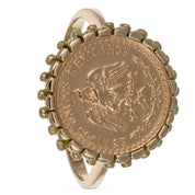Anello - 18 carati Oro giallo, moneta Messico 2 Peso