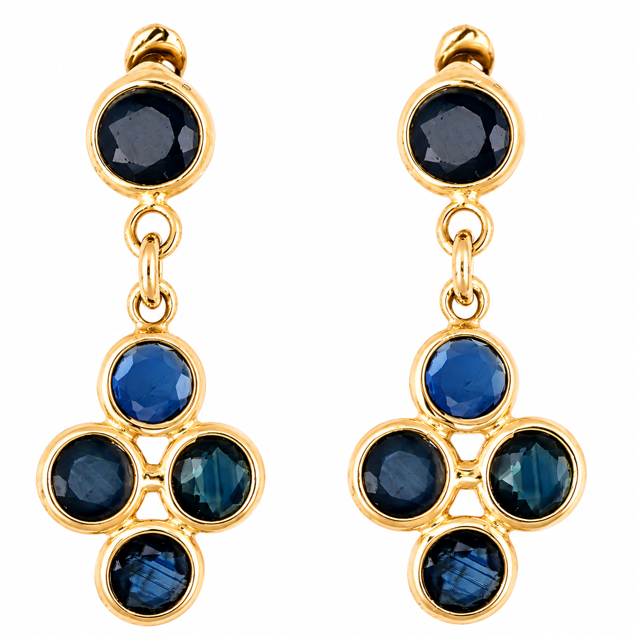 Orecchini - 18 carati Oro giallo - 1.36ct. tw. Zaffiro - Mde In Italy - Handmade