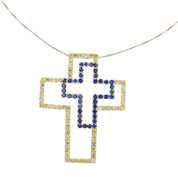 Collana con ciondolo - 18 carati Oro giallo - 1.47ct. tw. Zaffiro - Quarzo