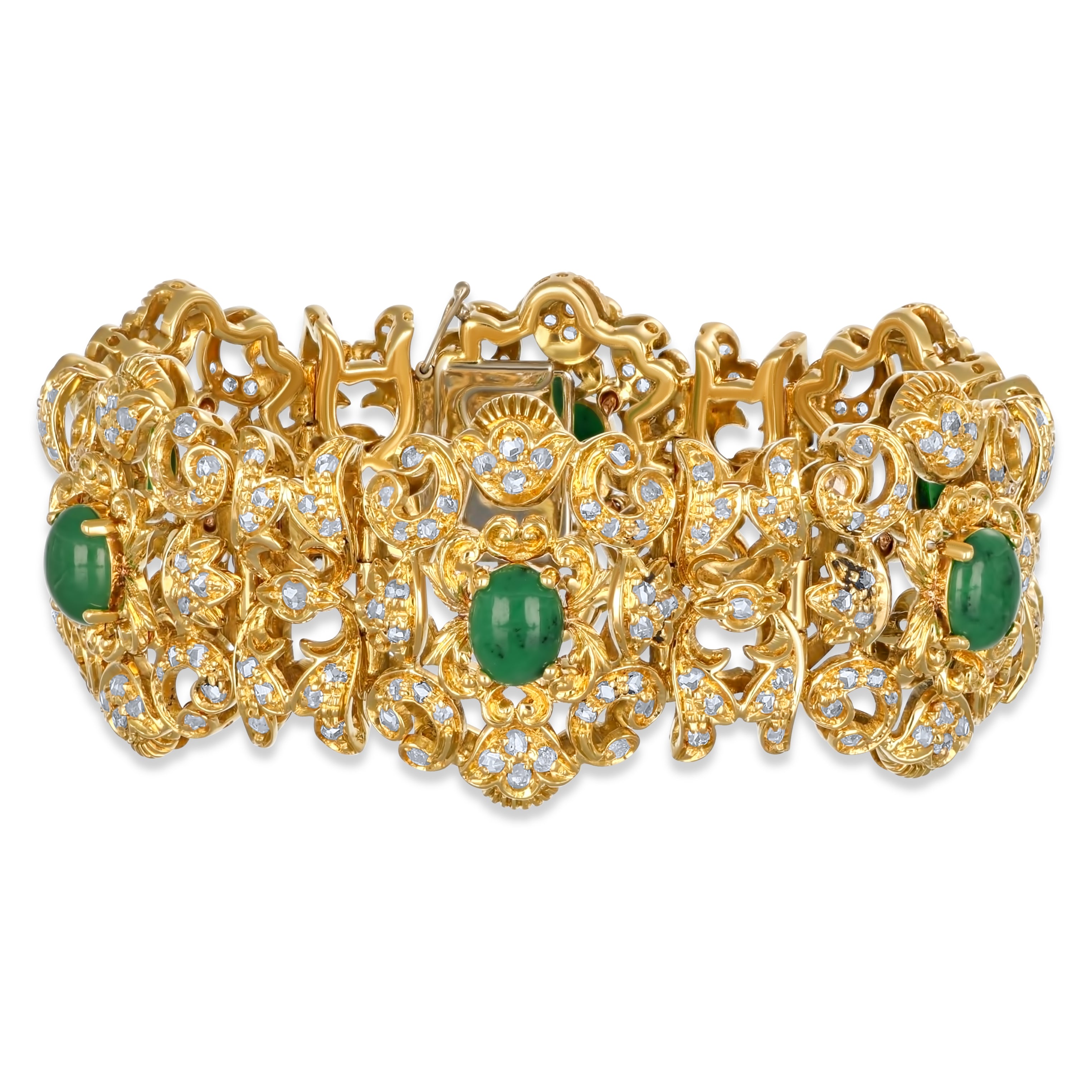 Bracciale - 18 carati Oro giallo - 7,50 ct. Giada-Diamante