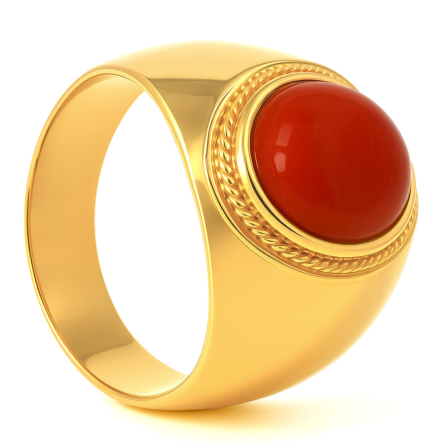 Anello - 18 carati Oro giallo Corallo