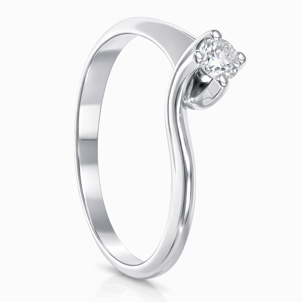 Anello - 18 carati Oro bianco - 0.17ct. tw. Diamante (Naturale)