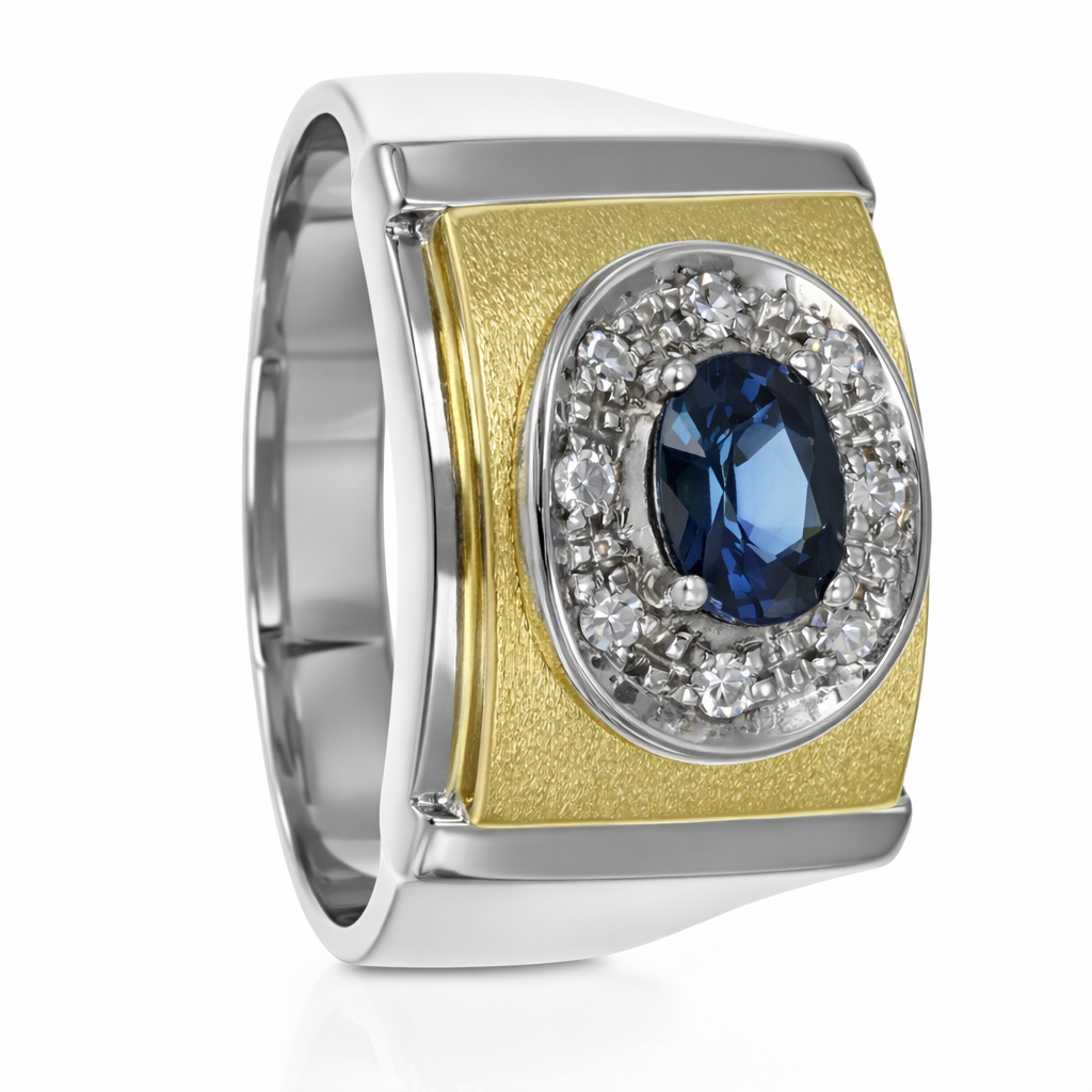 Anello - 18 carati Oro giallo, Oro bianco - 0.62ct. tw. Zaffiro - Diamante