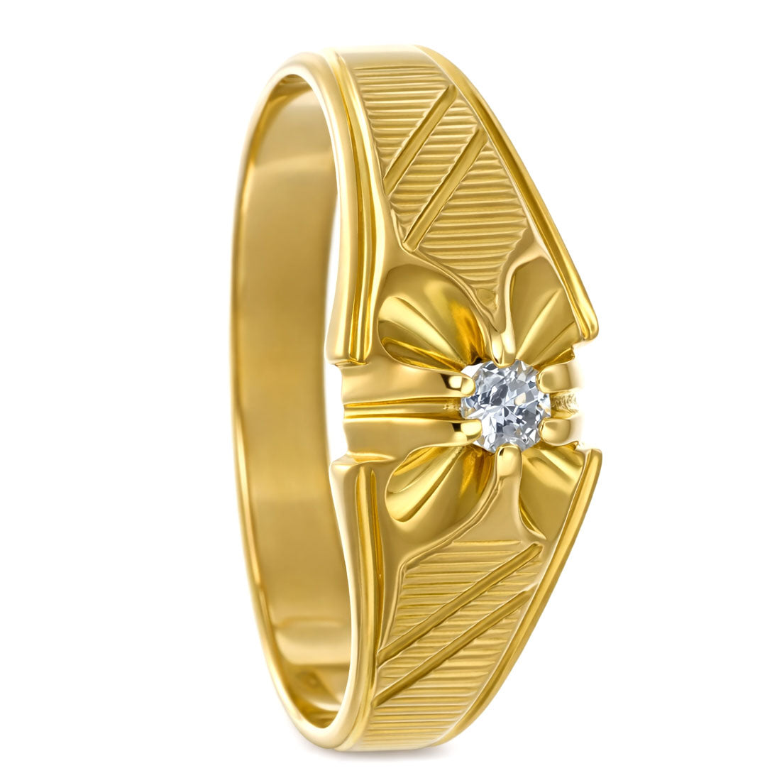 Anello - 18 carati Oro giallo - 0.08ct. tw. Diamante (Naturale)