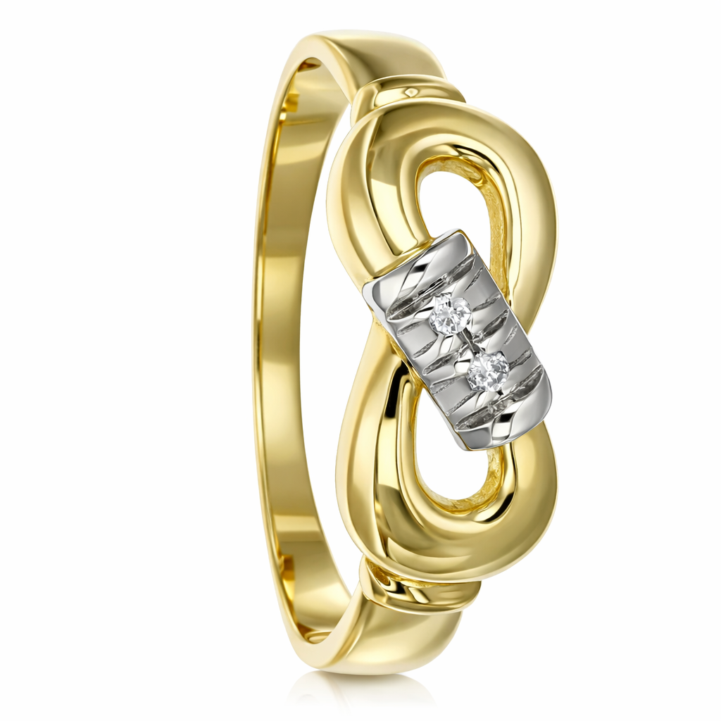Anello - 18 carati Oro bianco, Oro giallo - 0.02ct. tw. Diamante (Naturale)