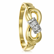 Anello - 18 carati Oro bianco, Oro giallo - 0.02ct. tw. Diamante (Naturale)