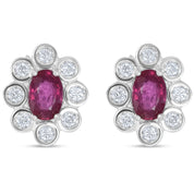 Orecchini - 18 carati Oro bianco - 1.52ct. tw. Rubino - Diamante