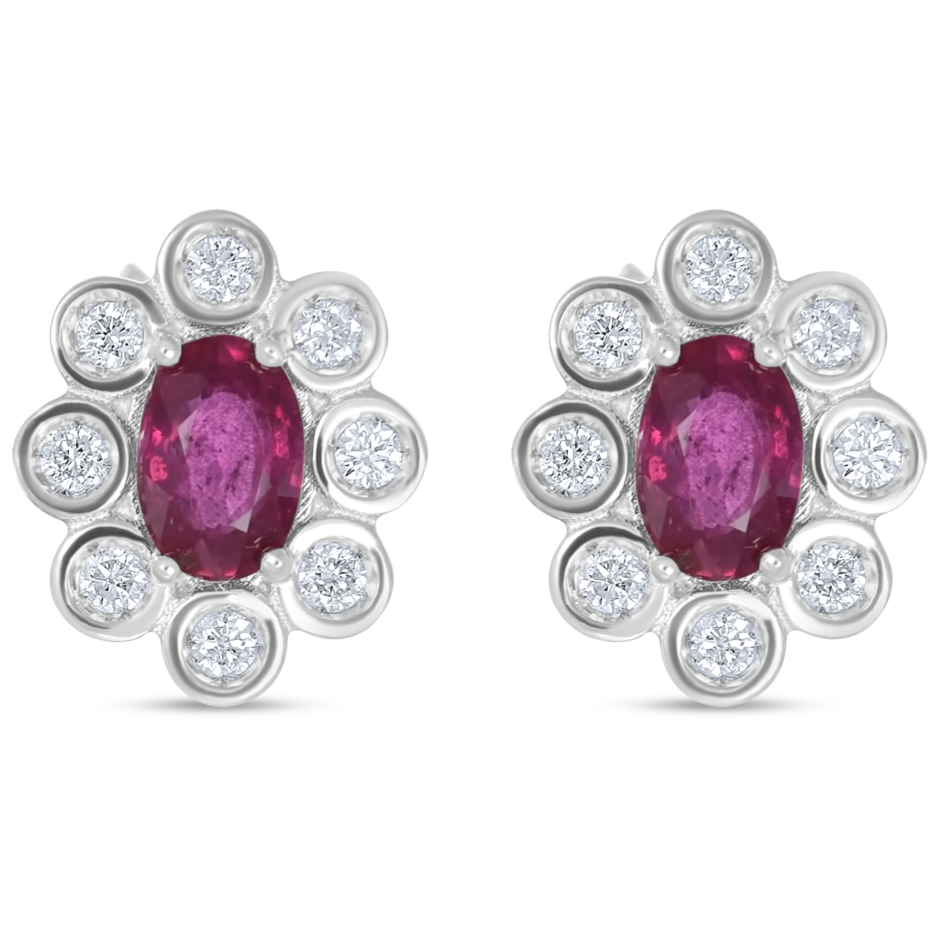 Orecchini - 18 carati Oro bianco - 1.52ct. tw. Rubino - Diamante