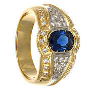 Anello - 18 carati Oro giallo, Oro bianco - 1.425ct. tw. Zaffiro - Diamante