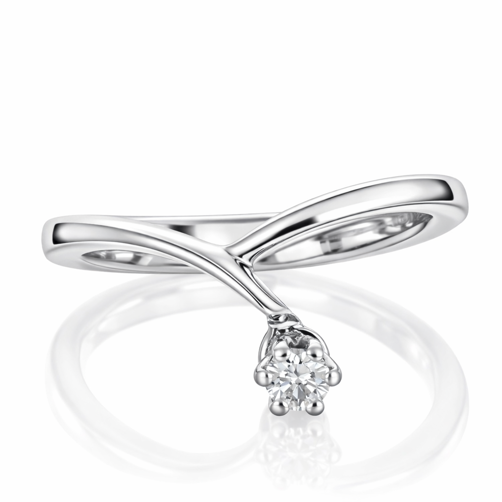 Anello - 18 carati Oro bianco - 0.10ct. tw. Diamante (Naturale)