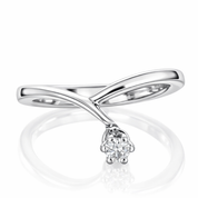 Anello - 18 carati Oro bianco - 0.10ct. tw. Diamante (Naturale)