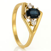 Anello - 18 carati Oro giallo - 0.67ct. tw. Zaffiro - Diamante