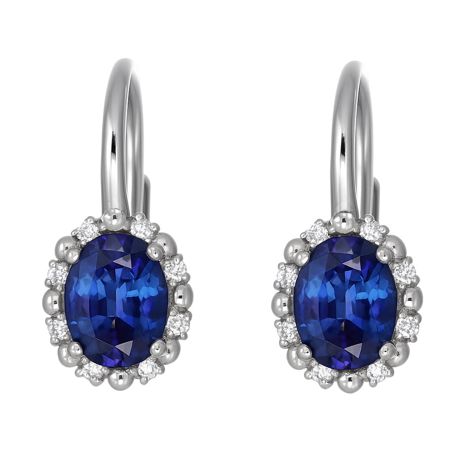 Orecchini - 18 carati Oro bianco - 3.54ct. tw. Zaffiro - Diamante