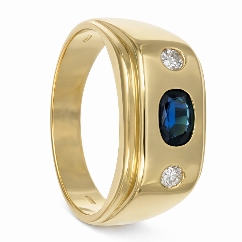 Anello - 18 carati Oro giallo - 0.89ct. tw. Zaffiro - Diamante