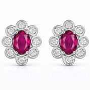 Orecchini - 18 carati Oro bianco - 1.52ct. tw. Rubino - Diamante