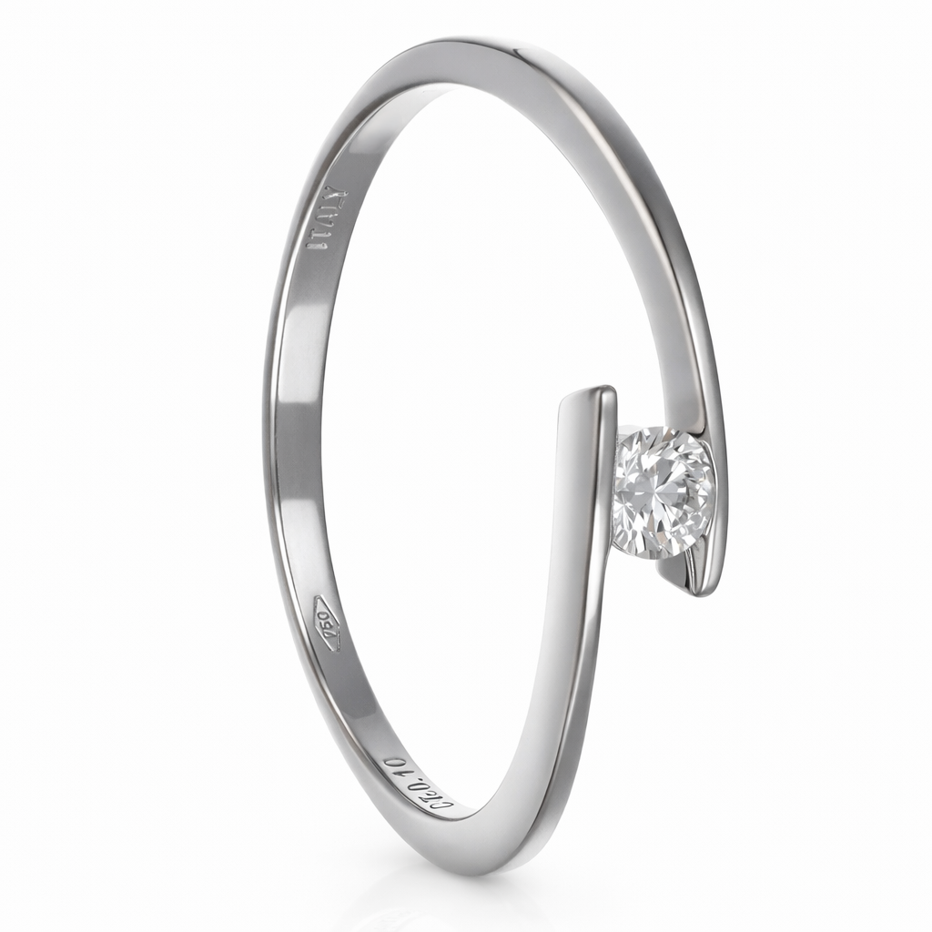 Anello - 18 carati Oro bianco - 0.10ct. tw. Diamante (Naturale)