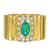 Anello - 18 carati Oro giallo - 1.30ct. tw. Smeraldo - Diamante