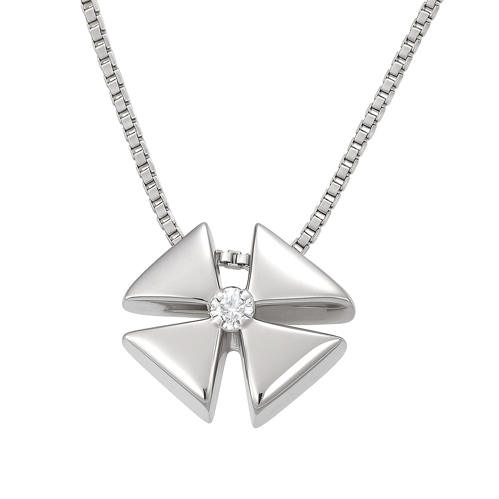 Collana con ciondolo - 18 carati Oro bianco - 0.01ct. tw. Diamante (Naturale)