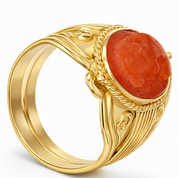 Anello - 18 carati Oro giallo Corallo