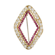 Spilla - 18 carati Oro giallo - 8.00ct. tw. Rubino - Perla