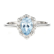 Anello - 18 carati Oro bianco - 0.83ct. tw. Acquamarina - Diamante