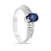 Anello - 18 carati Oro bianco - 1.53ct. tw. Zaffiro - Diamante