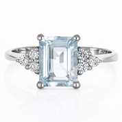 Anello - 18 carati Oro bianco - 1.365ct. tw. Acquamarina - Diamante