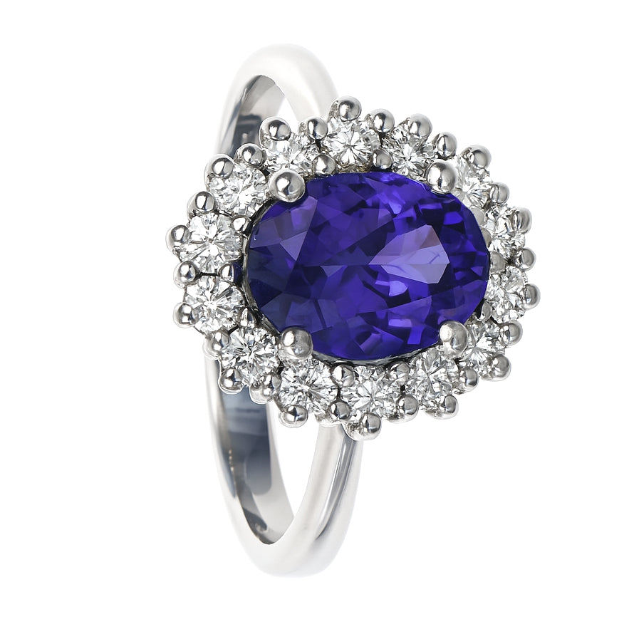 Anello - 18 carati Oro bianco - 2.49ct. tw. Tanzanite - Diamante