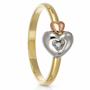 Anello - 18 carati Oro giallo, Oro rosa, Oro bianco - 0.015ct. tw. Diamante (Naturale)