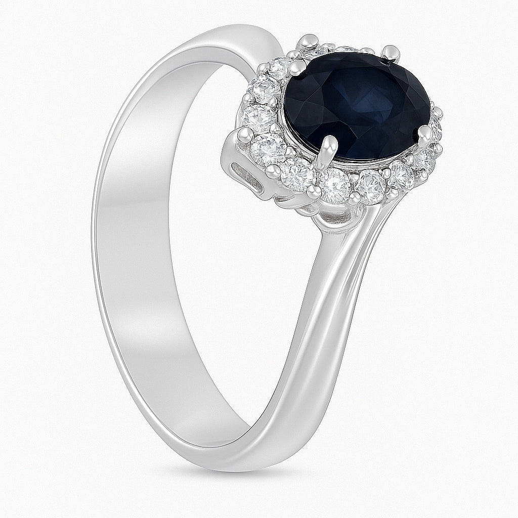 Anello - 18 carati Oro bianco - 1.40ct. tw. Zaffiro - Diamante