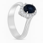 Anello - 18 carati Oro bianco - 1.40ct. tw. Zaffiro - Diamante