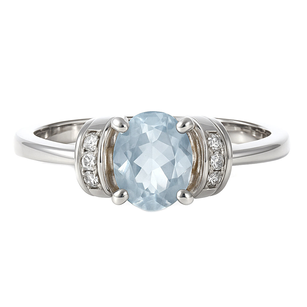 Anello - 18 carati Oro bianco - 1.39ct. tw. Acquamarina - Diamante