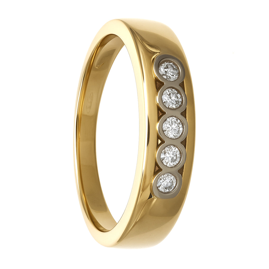 Anello - 18 carati Oro bianco, Oro giallo - 0.10ct. tw. Diamante (Naturale)