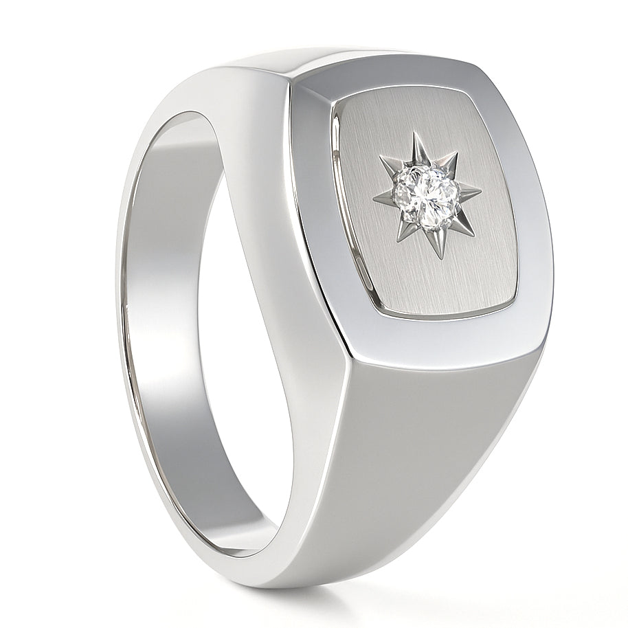 Anello - 18 carati Oro bianco - 0.03ct. tw. Diamante (Naturale)